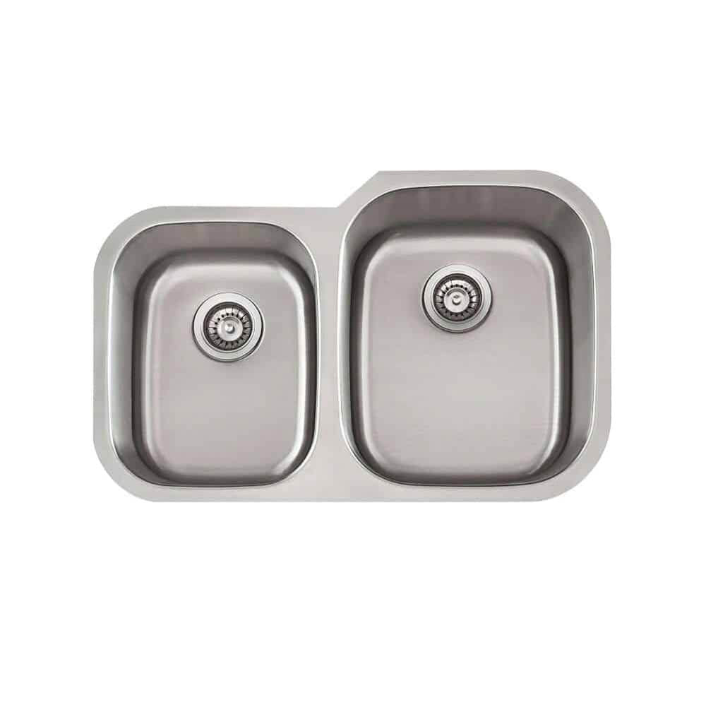 Lenova SS-CL-D2R Undermount Double Bowl 32 x 21 x 8/9 - Brushed Satin