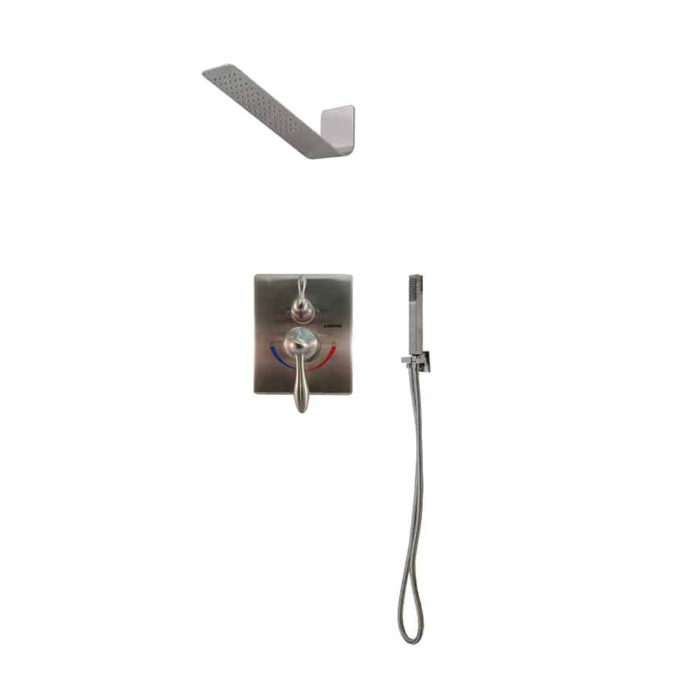 Lenova TPS208 3PC - Shower Set Includes: Shower Head Square 16 x 4-3/4 Thermostatic/Pressure Valve Trim Kit - Square