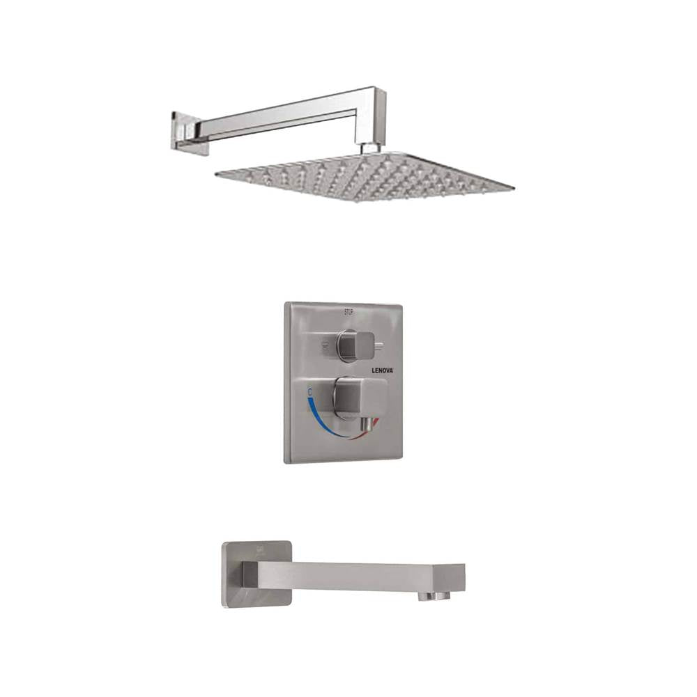 Lenova TPST212 3PC - Shower Set Includes: Shower Head Square 8 Thermostatic/Pressure Valve Trim Kit - Square