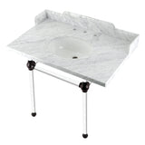 Fauceture LMS3630MA5 36-Inch Carrara Marble Console Sink with Acrylic Legs, Marble White/Oil Rubbed Bronze