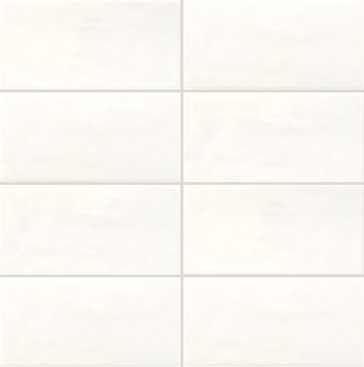 Daltile Core Crafted True White Rectangle 4x8 Handcrafted Glossy Wall Tile