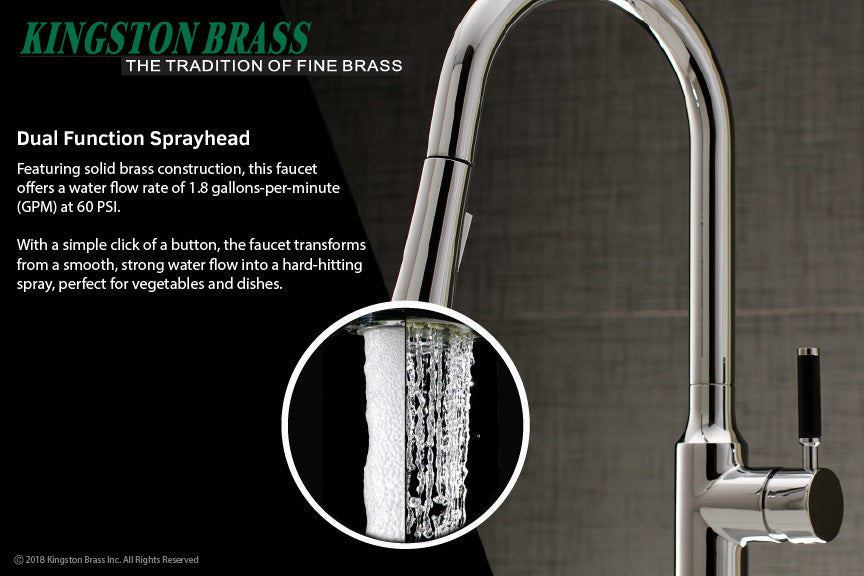 Kaiser LS2721DKL Single-Handle 1-Hole Deck Mount Pull-Down Sprayer Kitchen Faucet, Polished Chrome