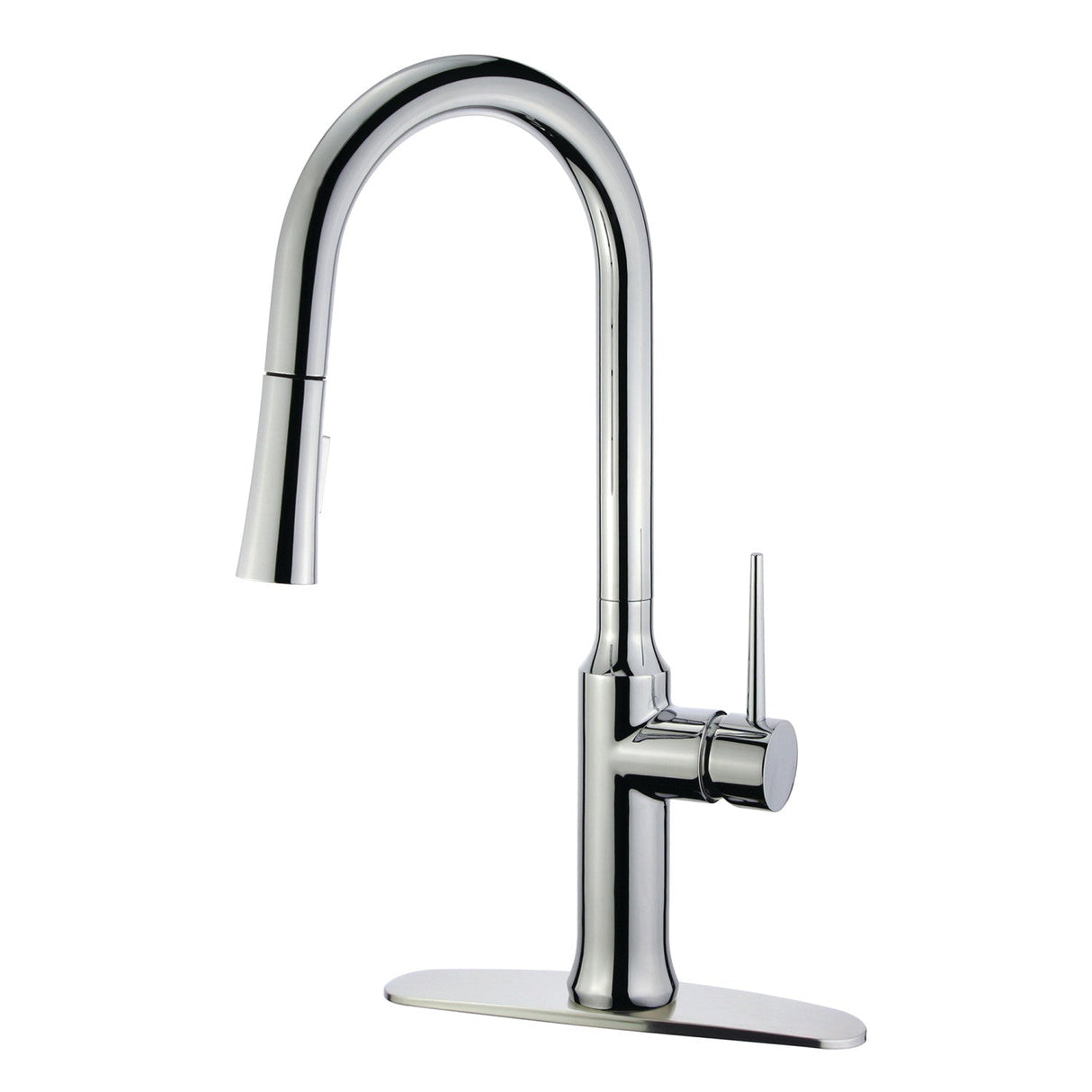New York LS2721NYL Single-Handle 1-Hole Deck Mount Pull-Down Sprayer Kitchen Faucet, Polished Chrome