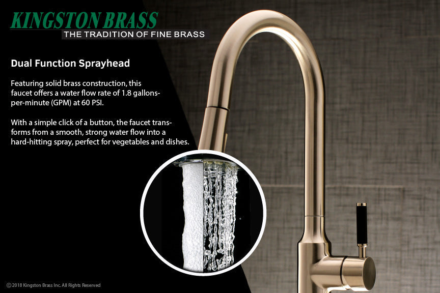 Kaiser LS2728DKL Single-Handle 1-Hole Deck Mount Pull-Down Sprayer Kitchen Faucet, Brushed Nickel