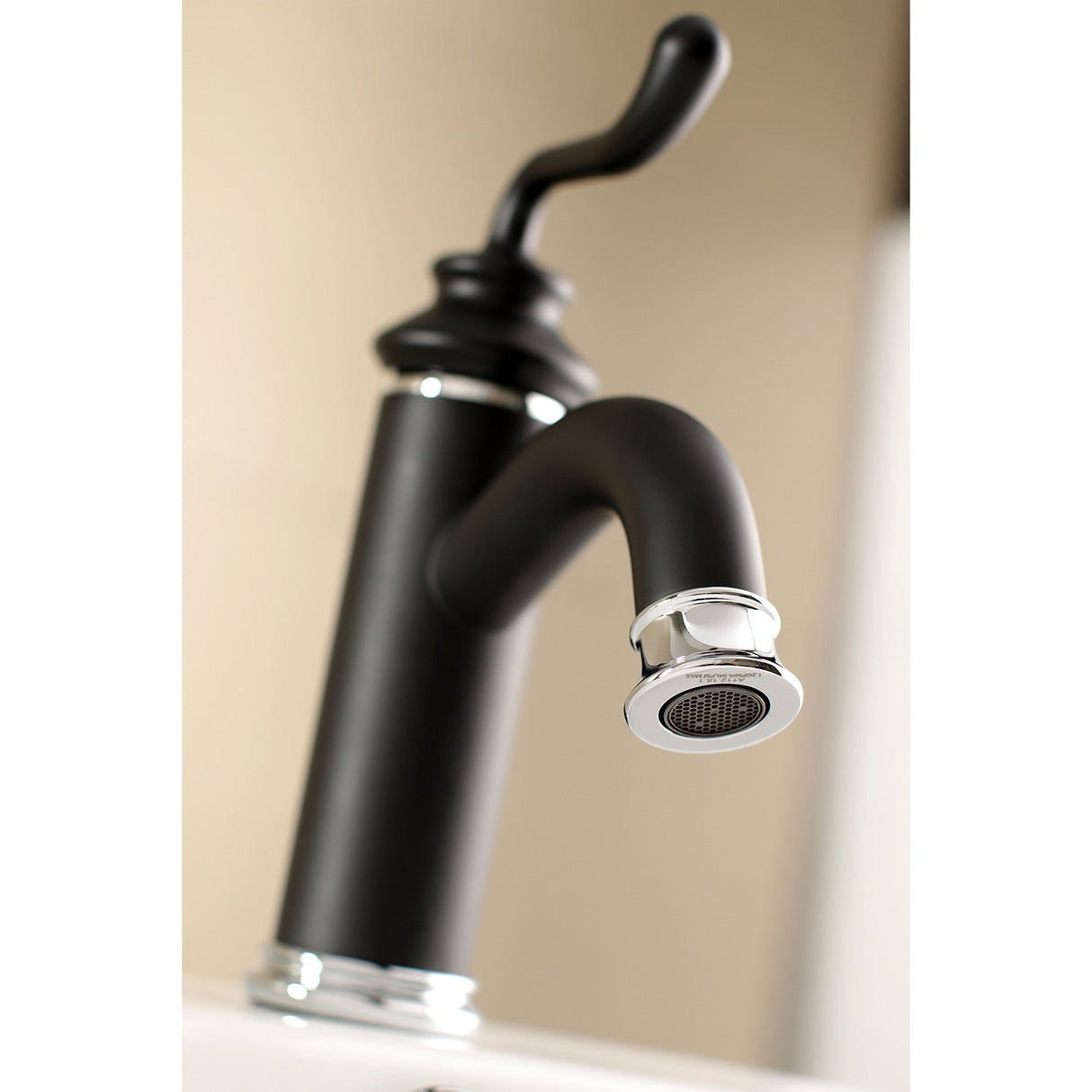Royale LS5417RL Single-Handle 1-Hole Deck Mount Bathroom Faucet with Push Pop-Up, Matte Black/Polished Chrome