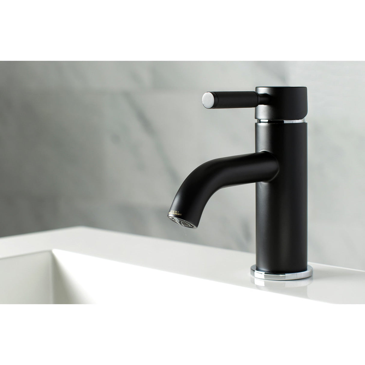 Kaiser LS8227DKL Single-Handle 1-Hole Deck Mount Bathroom Faucet with Push Pop-Up, Matte Black/Polished Chrome