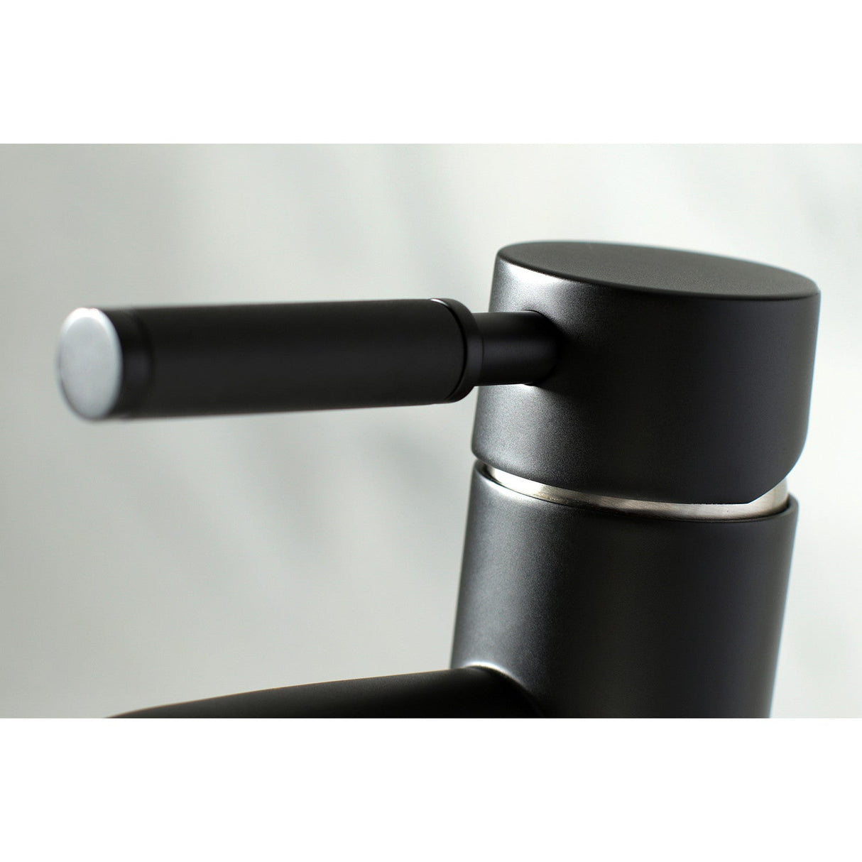 Kaiser LS8229DKL Single-Handle 1-Hole Deck Mount Bathroom Faucet with Push Pop-Up, Matte Black/Brushed Nickel