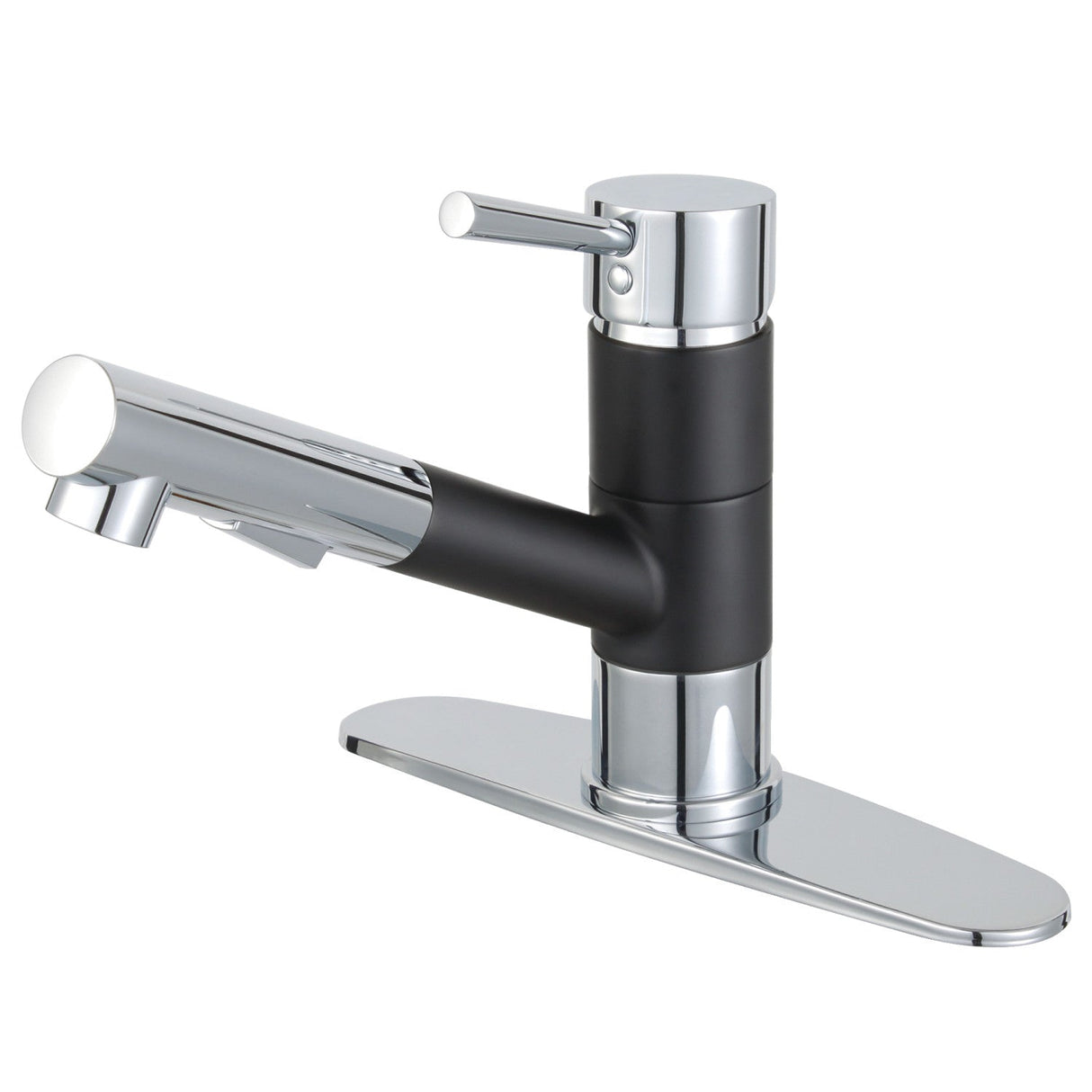 Concord LS8407DL Single-Handle 1-Hole Deck Mount Pull-Out Sprayer Kitchen Faucet, Matte Black/Polished Chrome