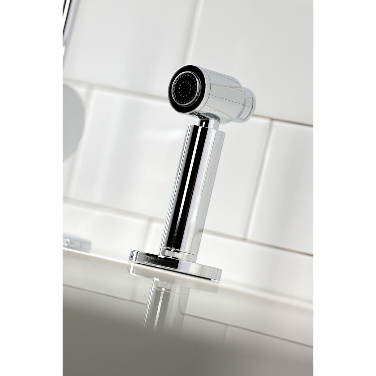 Concord LS8711DLBS Single-Handle Deck Mount Kitchen Faucet with Brass Sprayer and Deck Plate, Polished Chrome