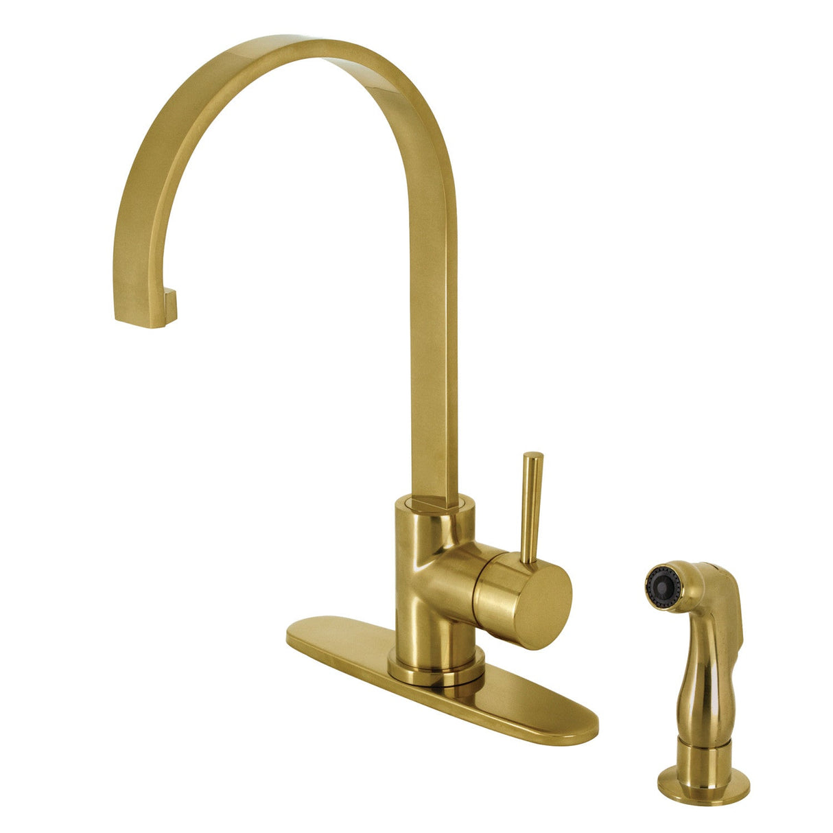 Concord LS8713DLSP Single-Handle 2-Hole Deck Mount Kitchen Faucet with Side Sprayer, Brushed Brass