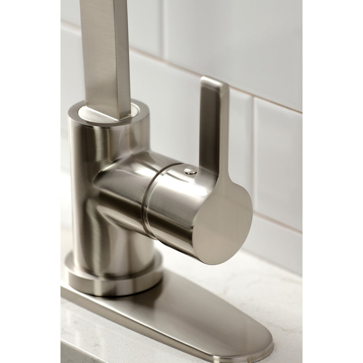 Continental LS8718CTLBS Single-Handle Deck Mount Kitchen Faucet with Brass Sprayer and Deck Plate, Brushed Nickel