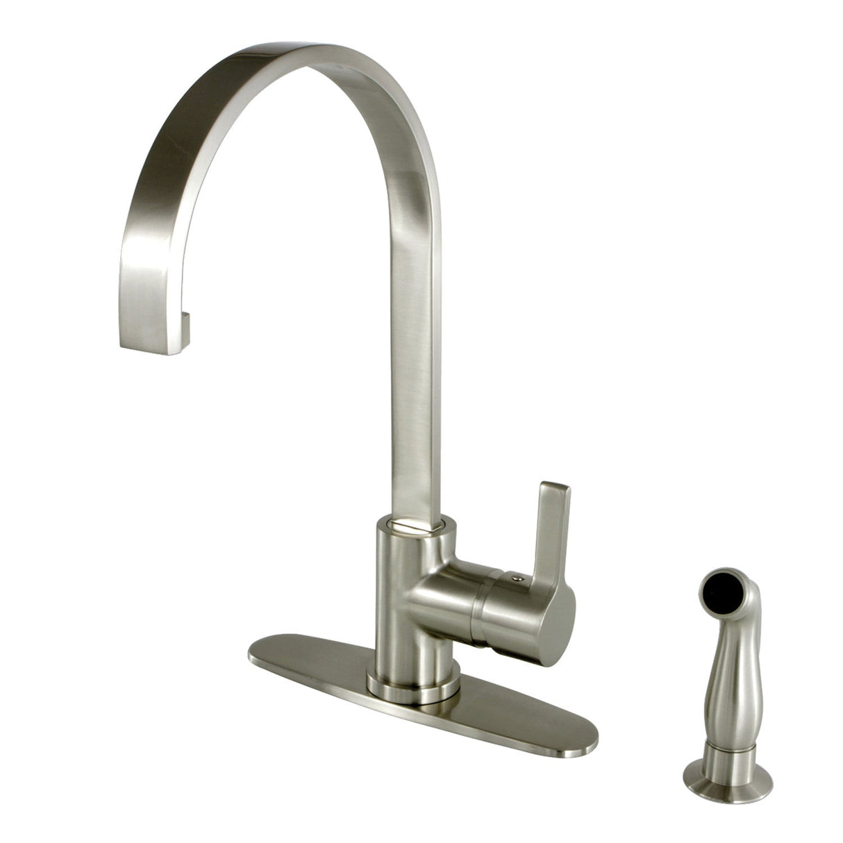 Continental LS8718CTLSP Single-Handle 2-Hole Deck Mount Kitchen Faucet with Side Sprayer, Brushed Nickel