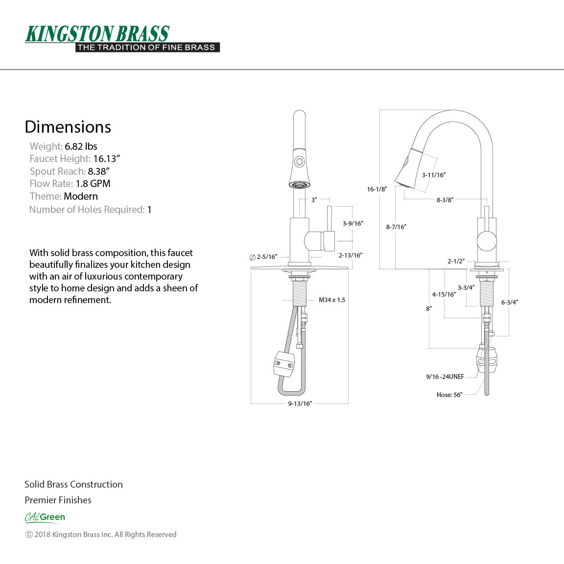 Concord LS8725DL Single-Handle 1-Hole Deck Mount Pull-Down Sprayer Kitchen Faucet, Oil Rubbed Bronze
