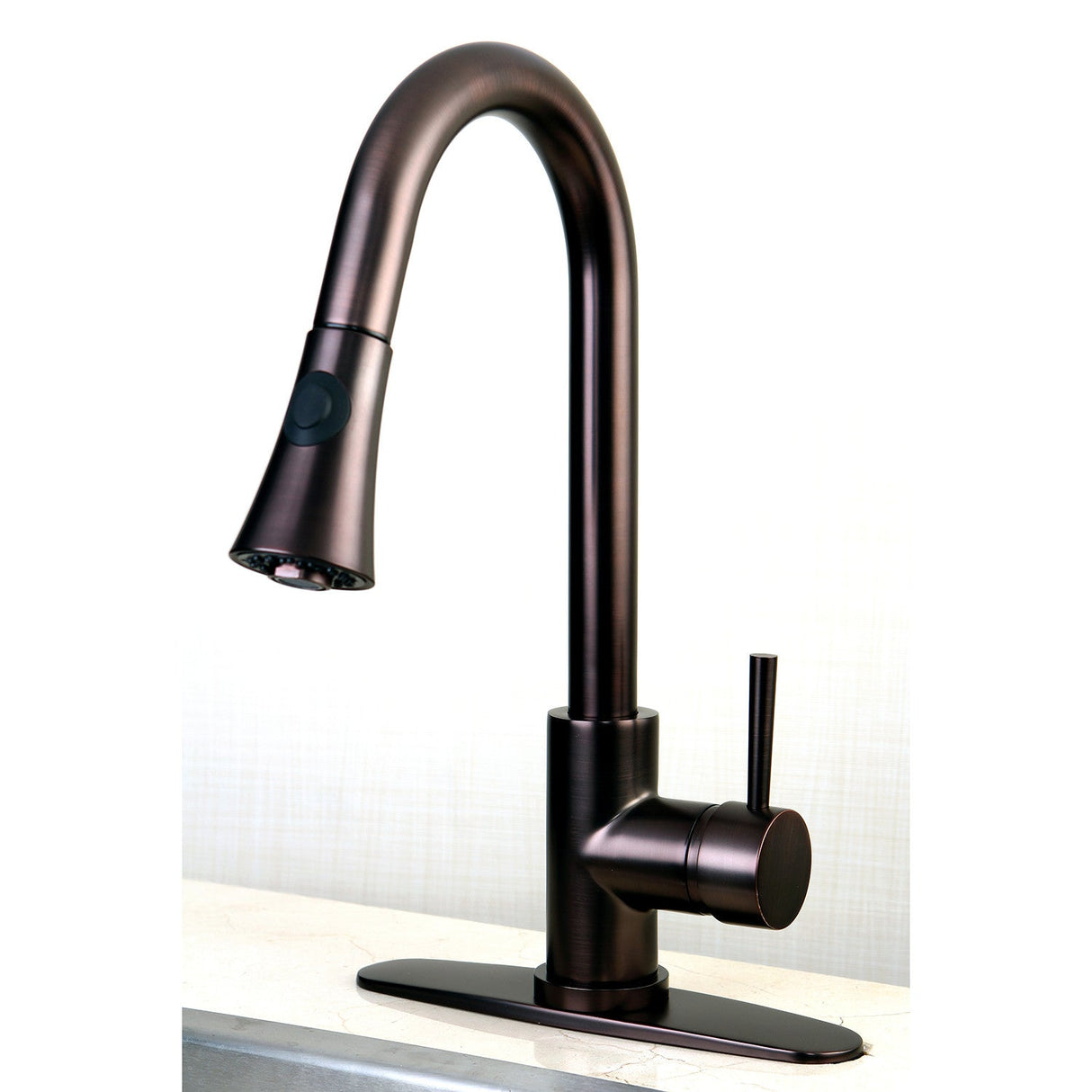 Concord LS8725DL Single-Handle 1-Hole Deck Mount Pull-Down Sprayer Kitchen Faucet, Oil Rubbed Bronze