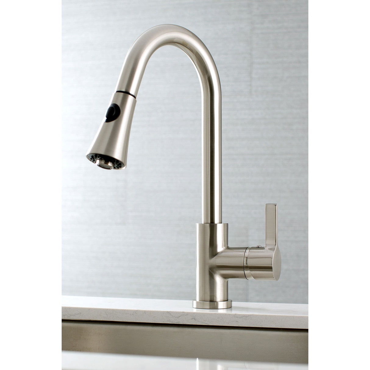 Continental LS8728CTL Single-Handle 1-Hole Deck Mount Pull-Down Sprayer Kitchen Faucet, Brushed Nickel