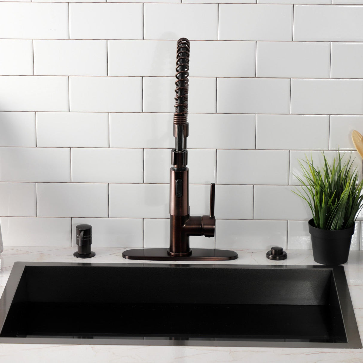 Concord LS8775DL Single-Handle 1-Hole Deck Mount Pre-Rinse Kitchen Faucet, Oil Rubbed Bronze