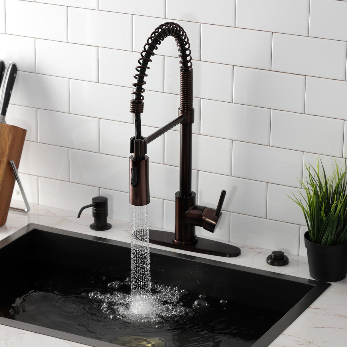 Concord LS8775DL Single-Handle 1-Hole Deck Mount Pre-Rinse Kitchen Faucet, Oil Rubbed Bronze