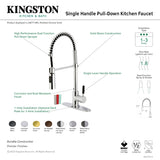 Kaiser LS8777DKL Single-Handle 1-Hole Deck Mount Pre-Rinse Kitchen Faucet, Matte Black/Polished Chrome