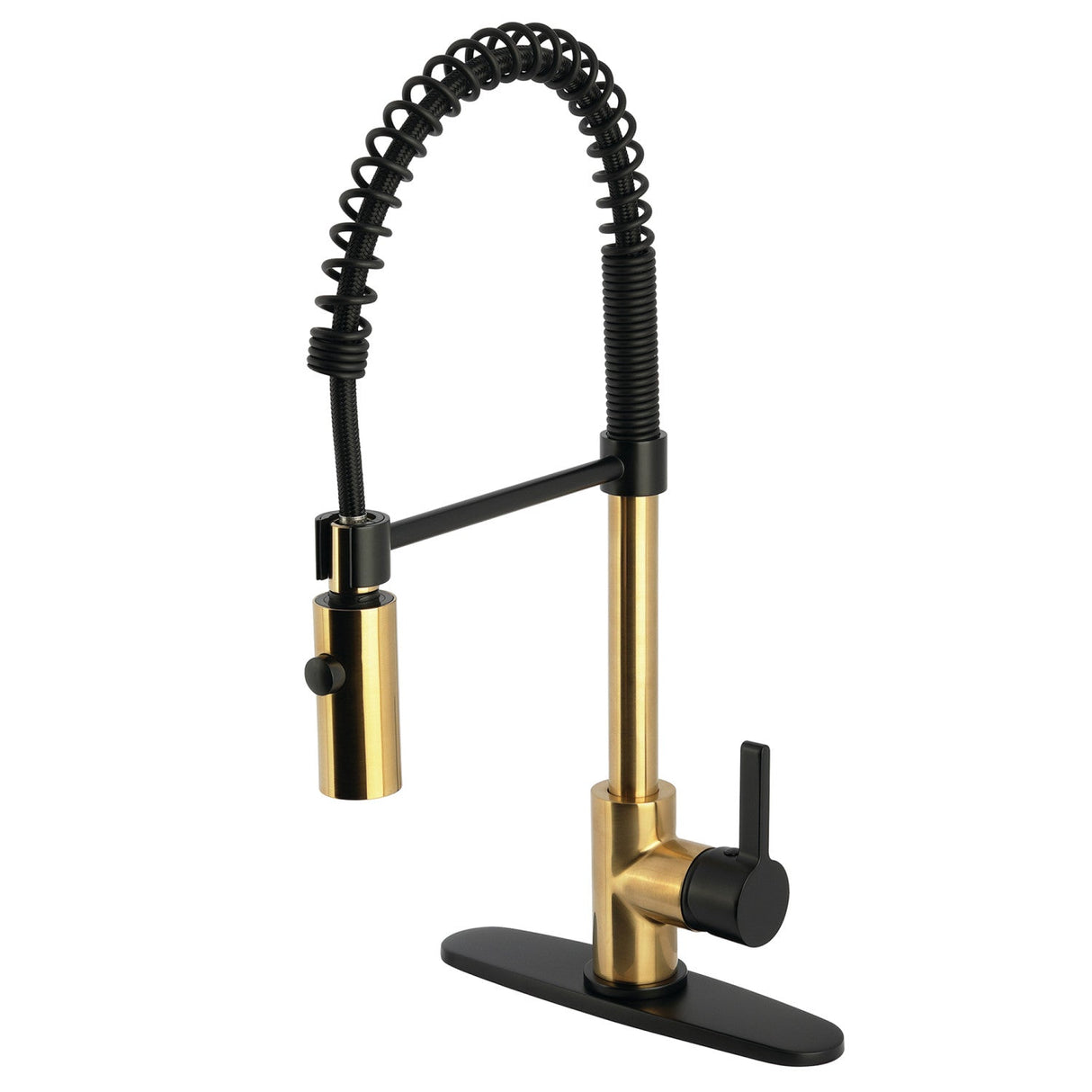 Continental LS877CTLBBMB Single-Handle 1-Hole Deck Mount Pre-Rinse Kitchen Faucet, Brushed Brass/Matte Black