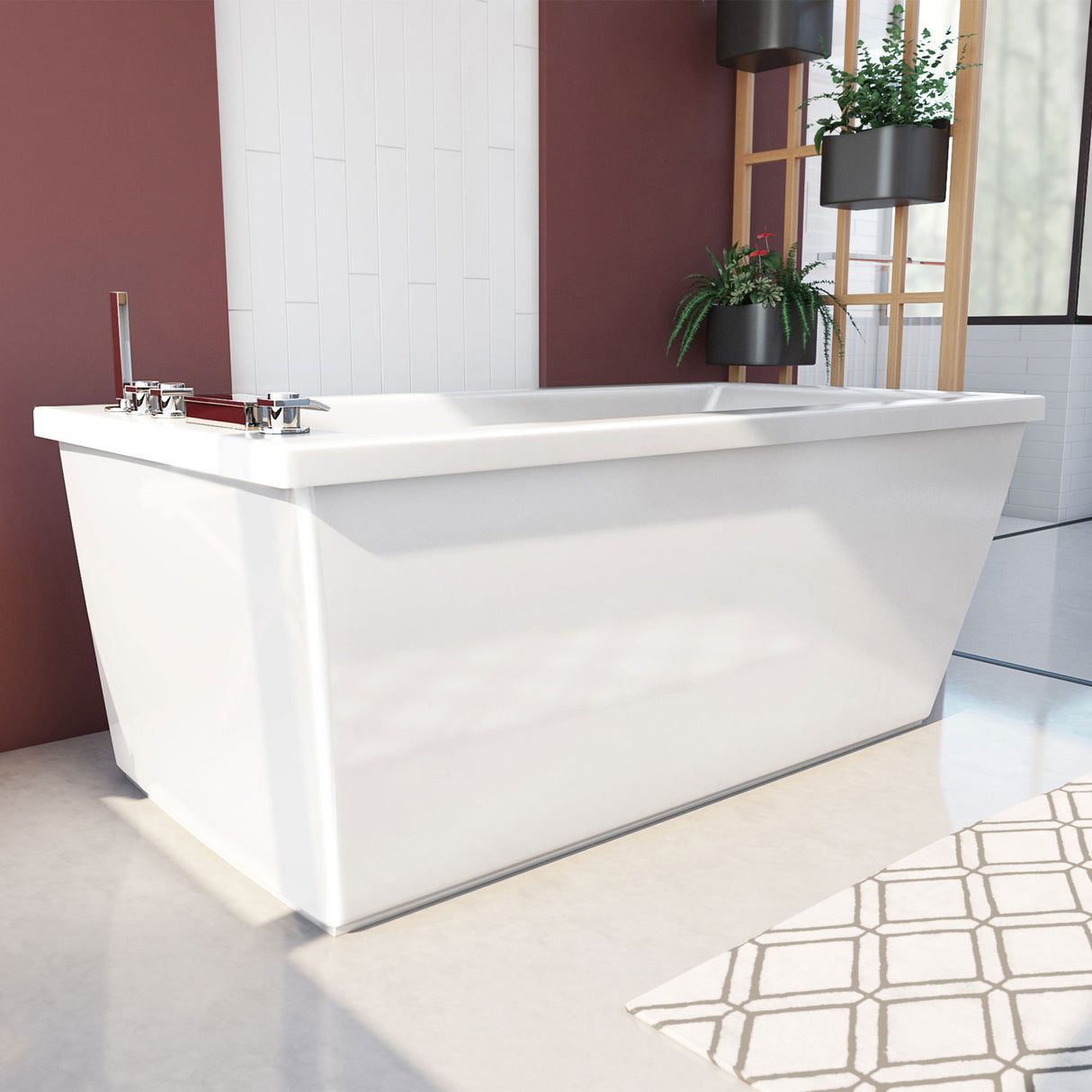 DreamLine Levantine 60 in. L x 23 in. H White Acrylic Freestanding Bathtub