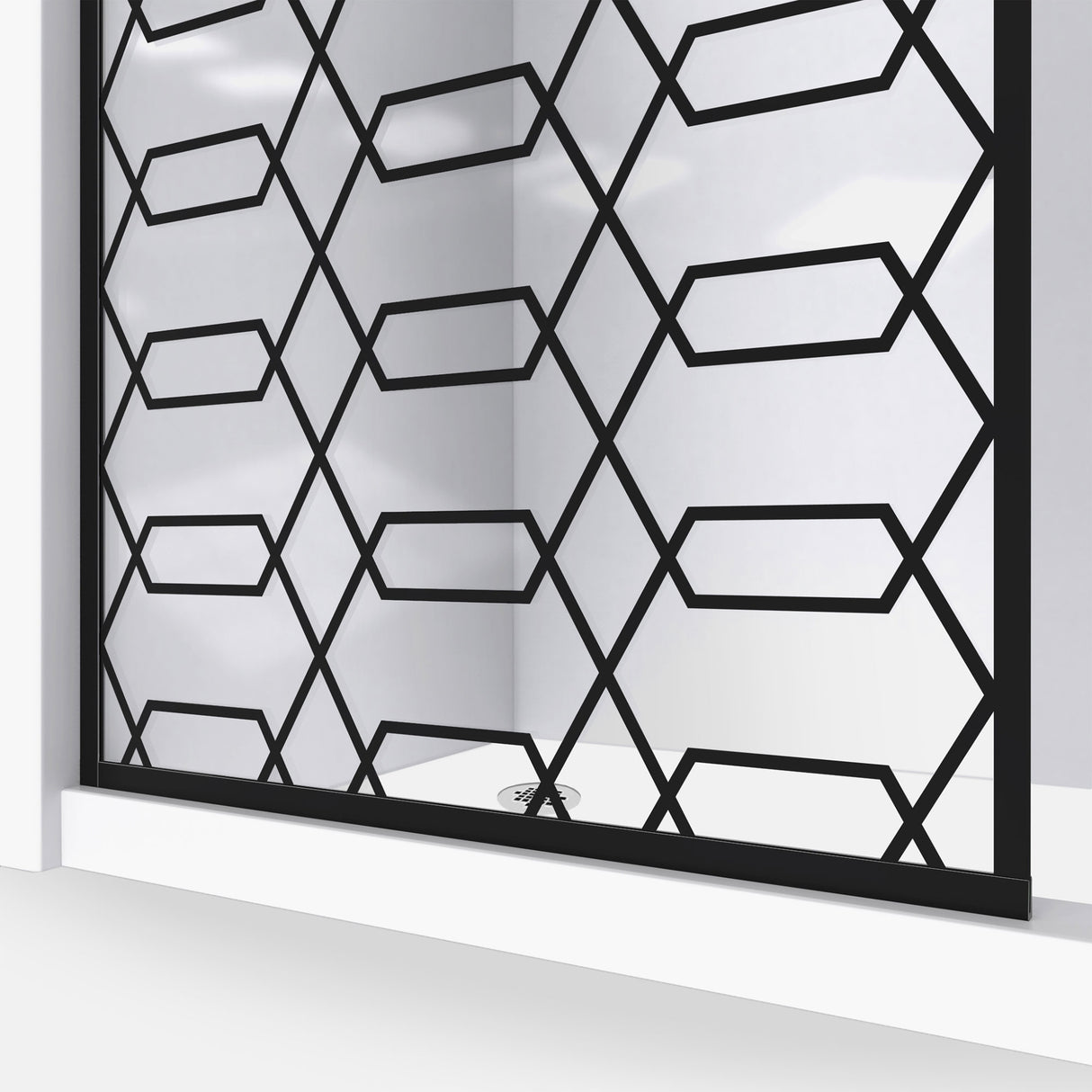 DreamLine Linea Maze 34 in. W x 72 in. H Single Panel Frameless Shower Door, Open Entry Design in Satin Black