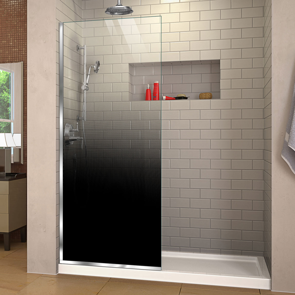DreamLine Linea Ombre 34 in. W x 72 in. H Single Panel Frameless Shower Screen in Chrome