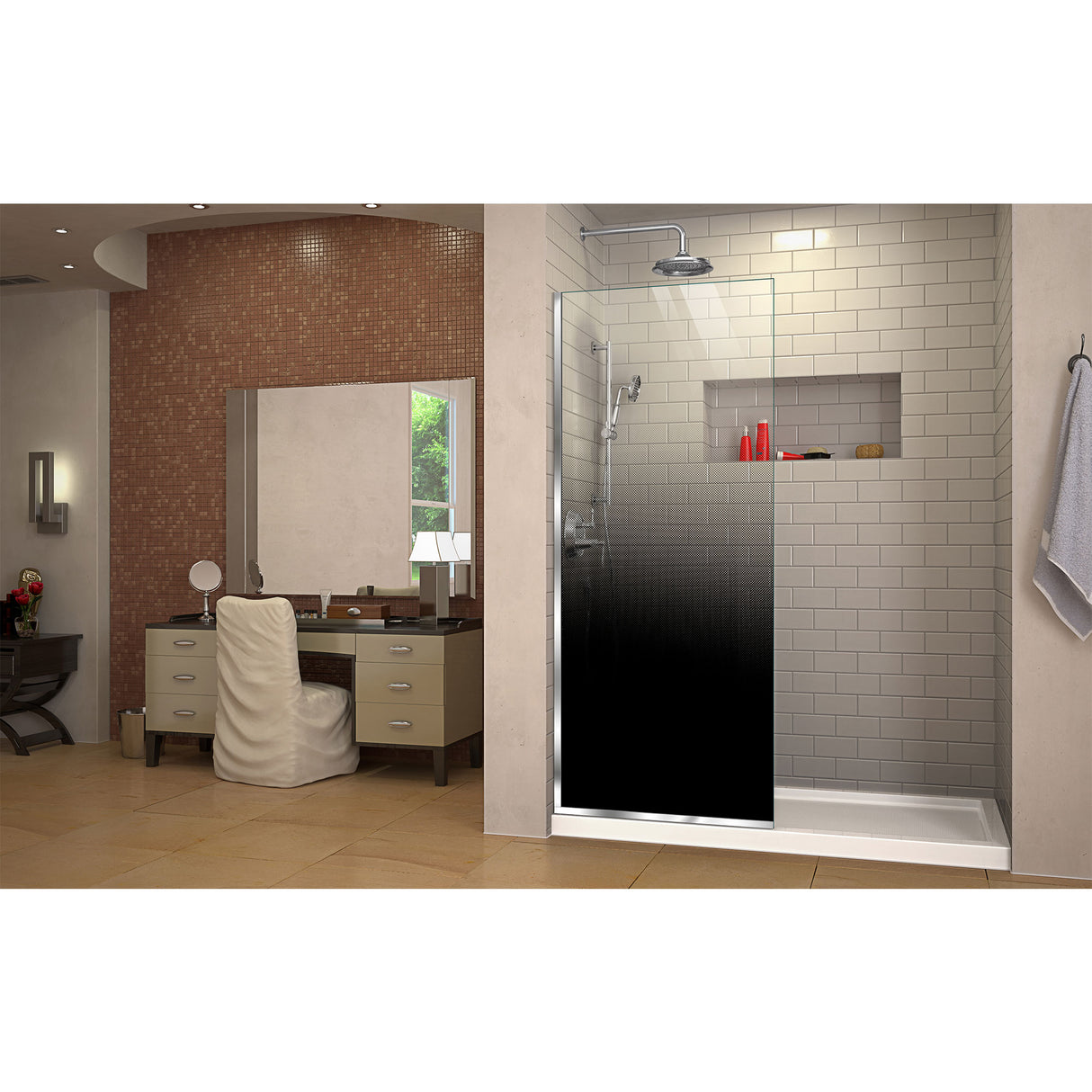 DreamLine Linea Ombre 34 in. W x 72 in. H Single Panel Frameless Shower Screen in Chrome