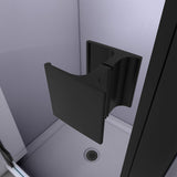 DreamLine Lumen 34 in. D x 42 in. W by 74 3/4 in. H Hinged Shower Door in Satin Black with Black Acrylic Base Kit