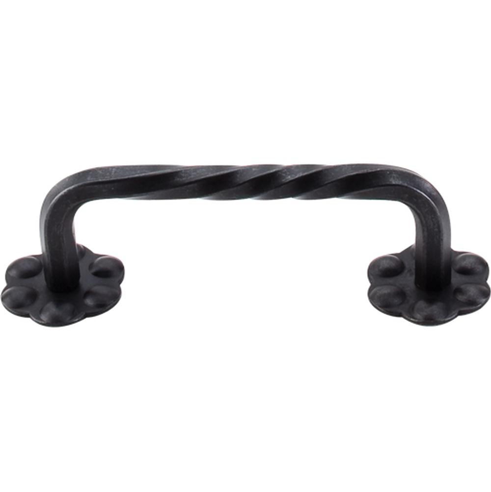 Top Knobs M647 Thin Twist D-Pull w/Backplate 3 5/32" - Patina Black