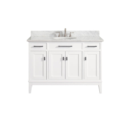Avanity Madison 49 in. Vanity in White finish with Carrara White Marble Top