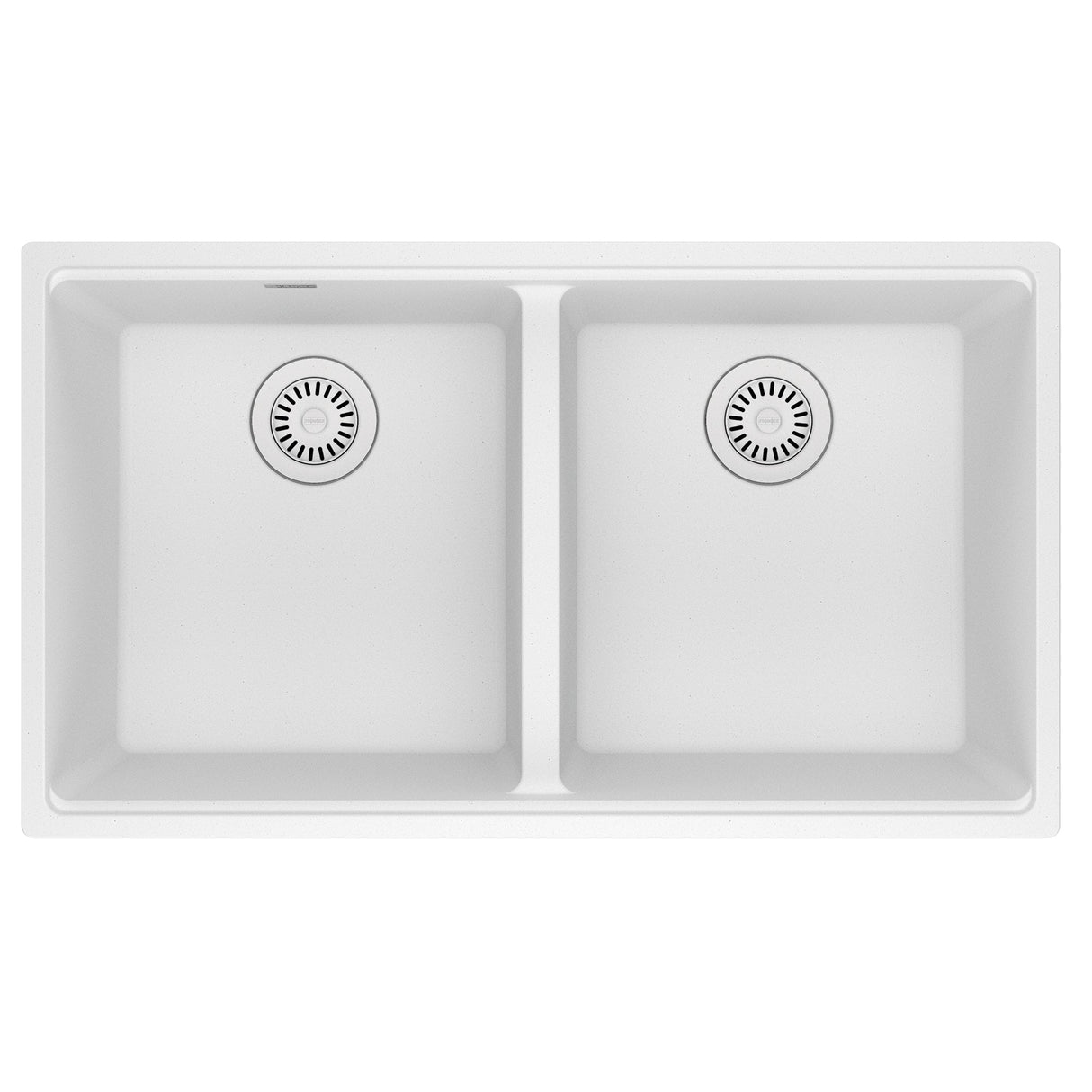 FRANKE MAG1201515-PWT Maris Undermount 33-in x 18.94-in Granite Double Bowl Kitchen Sink in Polar White In Polar White