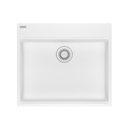 FRANKE MAG61023ADA-PWT Maris Topmount 25-in x 22-in Granite ADA Single Bowl Kitchen Sink in Polar White In Polar White
