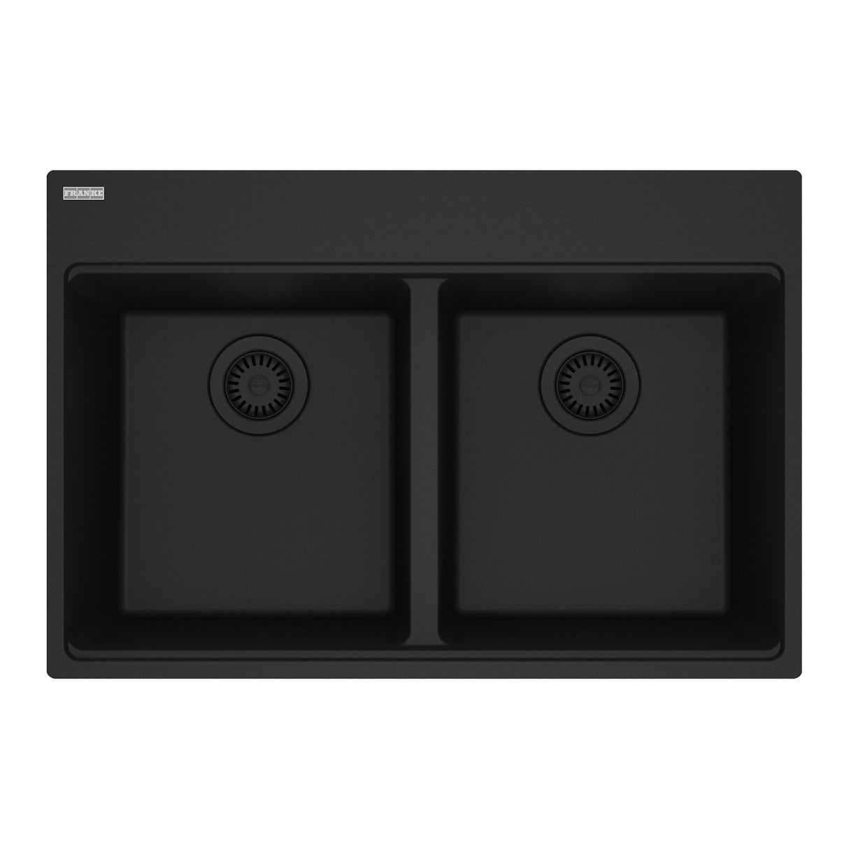FRANKE MAG6201414-MBK Maris Topmount 31-in x 20.88-in Granite Double Bowl Kitchen Sink in Matte Black In Matte Black