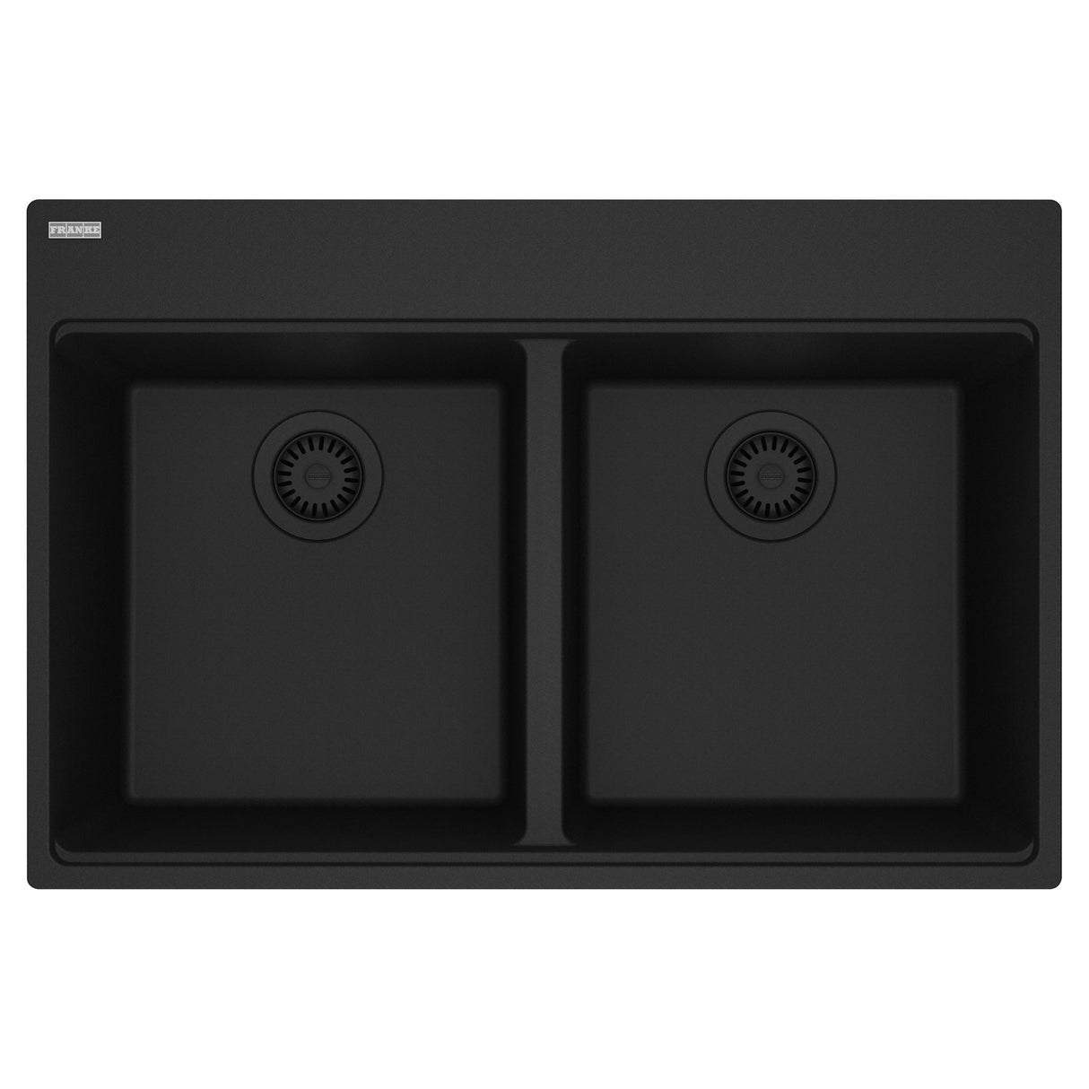 FRANKE MAG6201515-MBK Maris Topmount 33-in x 22-in Granite Double Bowl Kitchen Sink in Matte Black In Matte Black