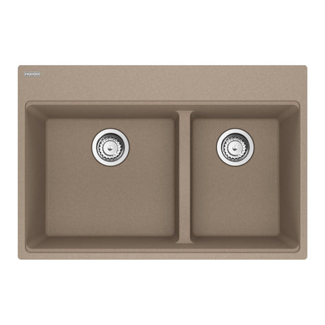 FRANKE MAG6601611LD-OYS-S Maris Topmount 31-in x 20.9-in Granite Double Bowl Kitchen Sink in Oyster In Oyster
