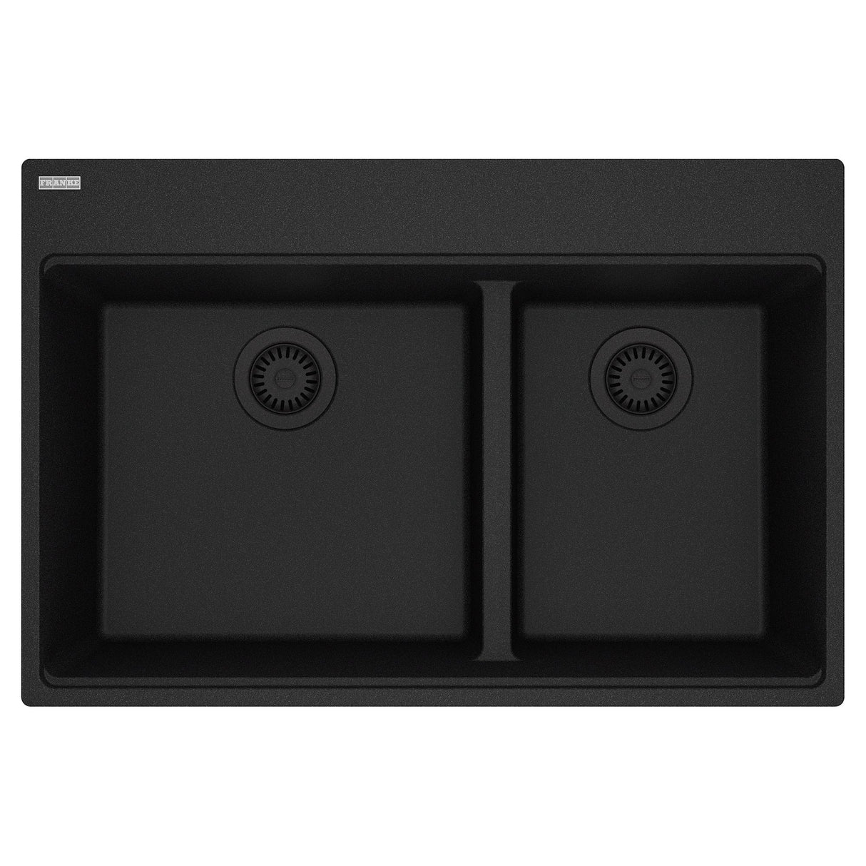 FRANKE MAG6601812LD-ONY Maris Topmount 33-in x 22-in Granite Double Bowl Kitchen Sink in Onyx In Onyx