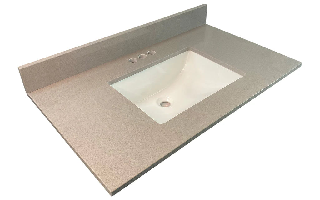 36" Grey Quartz Vanity Top