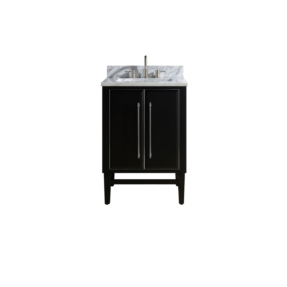 Avanity Mason 25 in. Vanity Combo in Black with Silver Trim and Carrara White Marble Top