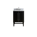 Avanity Mason 25 in. Vanity Combo in Black with Silver Trim and Carrara White Marble Top