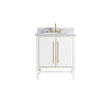 Avanity Mason 31 in. Vanity Combo in White with Gold Trim and Carrara White Marble Top