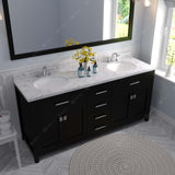 Virtu USA Caroline 72" Double Bath Vanity with White Quartz Top and Round Sinks with Polished Chrome Faucets with Matching Mirror
