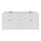 Virtu USA Caroline 72" Double Bath Vanity in Cashmere Gray with White Quartz Top and Square Sinks - Luxe Bathroom Vanities