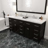 Virtu USA Caroline Parkway 72" Double Bath Vanity with White Quartz Top and Square Sinks with Matching Mirror
