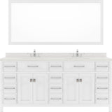 Virtu USA Caroline Parkway 72" Double Bath Vanity in White with Dazzle White Top and Round Sink with Polished Chrome Faucet and Mirror - Luxe Bathroom Vanities