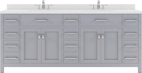 Virtu USA Caroline Parkway 78" Double Bath Vanity with Dazzle White Top and Square Sink - Luxe Bathroom Vanities Luxury Bathroom Fixtures Bathroom Furniture