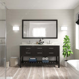 Virtu USA Caroline Estate 60" Double Bath Vanity  with Dazzle White Top and Square Sinks with Polished Chrome Faucets with Matching Mirror