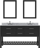Virtu USA Caroline Estate 60" Double Bath Vanity with Marble Top and Round Sink with Mirrors - Luxe Bathroom Vanities