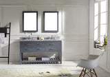Virtu USA Caroline Estate 60" Double Bath Vanity with White Marble Top and Round Sinks with Matching Mirrors