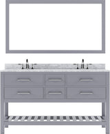 Virtu USA Caroline Estate 60" Double Bath Vanity with Marble Top and Square Sink with Mirror - Luxe Bathroom Vanities