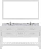 Virtu USA Caroline Estate 60" Double Bath Vanity with Marble Top and Square Sink with Mirror - Luxe Bathroom Vanities